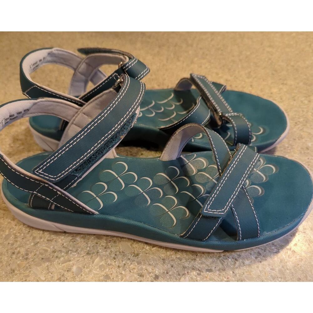 Clarks Adjustable Sport Sandals Tresca Trace Multi Strap Teal Women's Size 6 - Picture 4 of 7